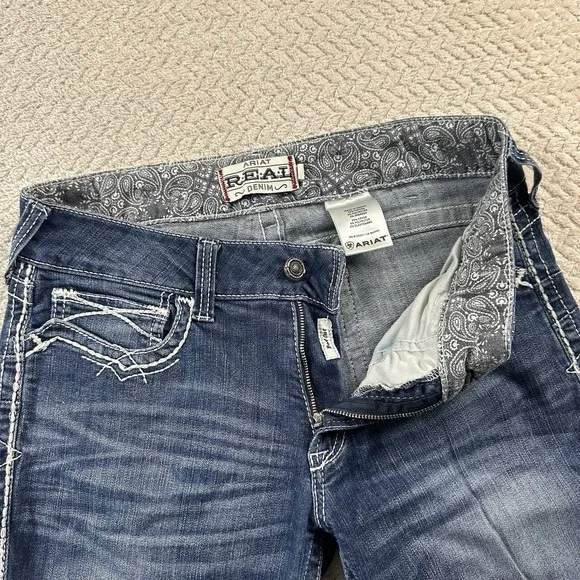 Ariat Jeans Womens 31 L (32x34) Tall Bootcut Mid Rise Western Outdoors Cowgirl - Picture 5 of 16